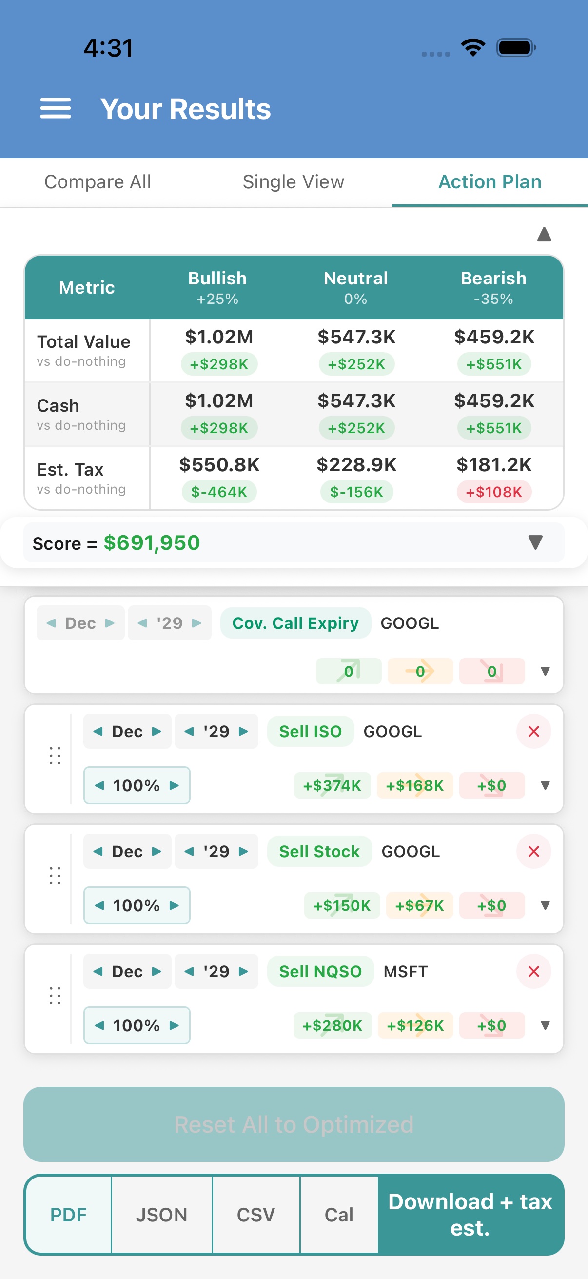 Mobile action plan cards